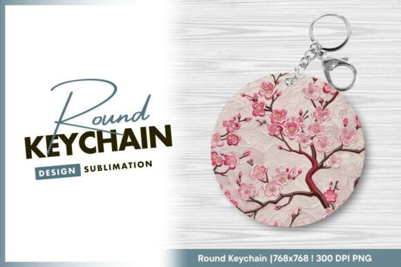Cherry Blossom Embroidery Round Keychain Review